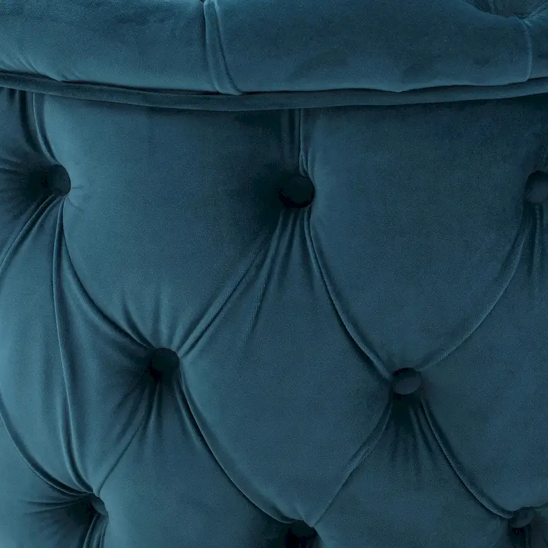 Modern Glam Tufted Velvet Round Ottoman