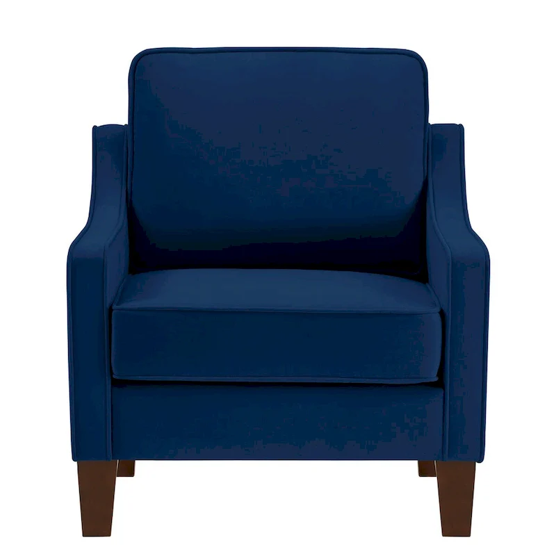 Upholstered Velvet Accent Chair with Wooden Legs