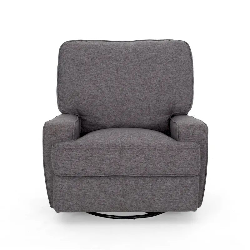 Charcoal/Navy Tweed Traditional Glider Recliner with Swivel, 1-Person