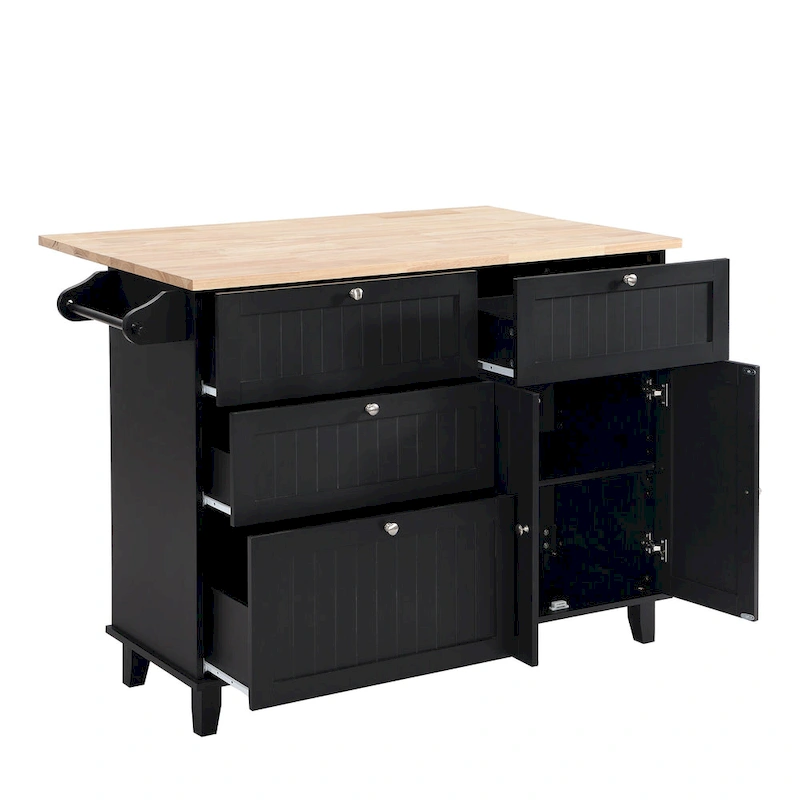 TOPMAX Kitchen Island Set with Drop Leaf and 2 Seatings, Dining Table Set with Adjustable Shelf, Drawers and Towel Rack