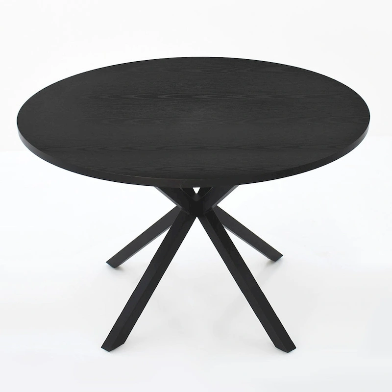 Round Wood Top Dining Table - Black