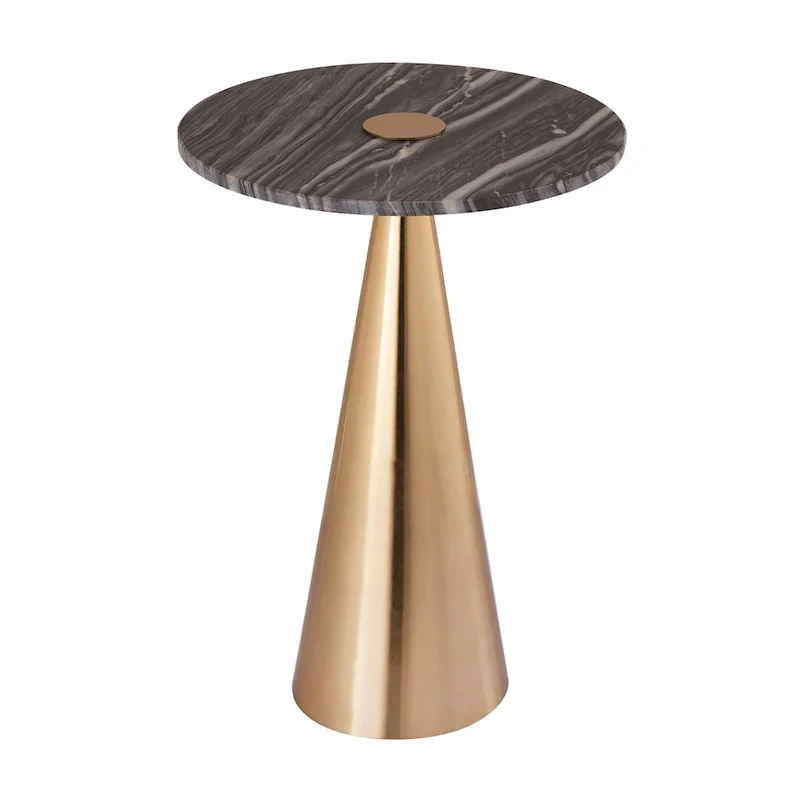 Marble Top Side Table with Gold Pedestal Base