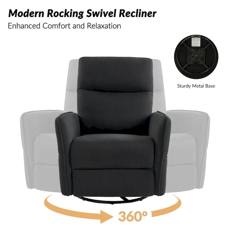 Curtis Rocker Swivel Recliner with Two Side Pockets by