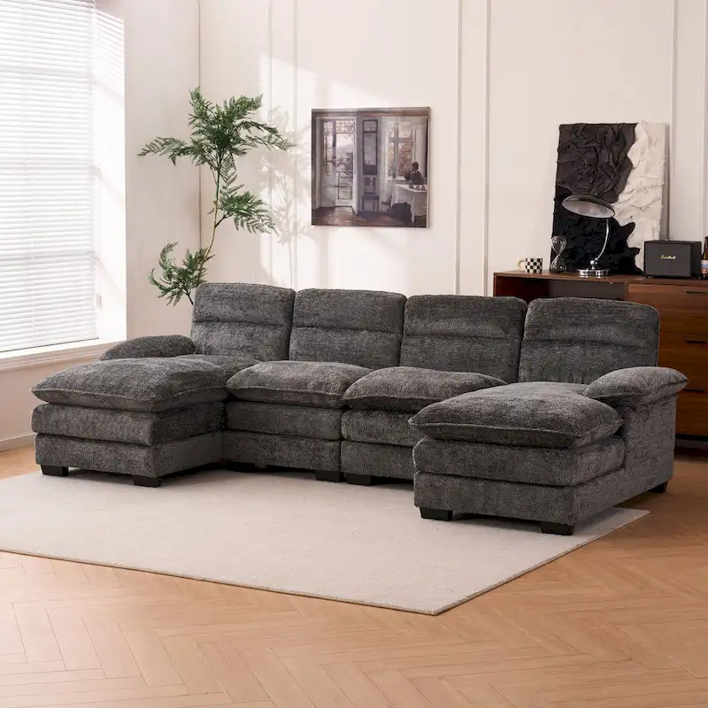 U-Shaped Chenille Sofa