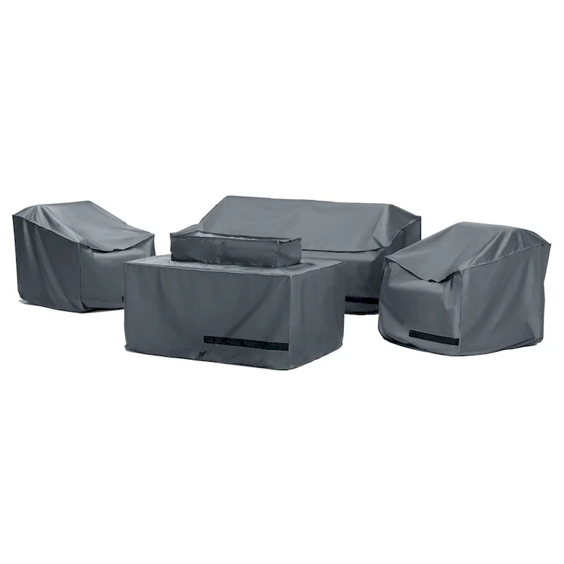 Vistano 4 Piece Polyester Outdoor Patio Fire Seating Deluxe Furniture Covers - Grey