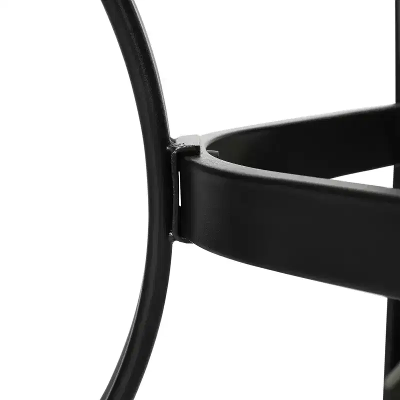 Emma and Oliver Rectangular Tempered Glass Top Patio Table with Umbrella Hole and Black Steel Tube Frame