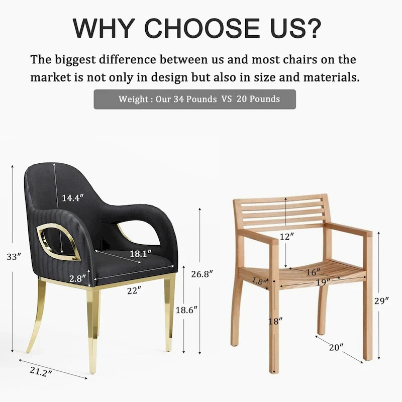 Luxury Black Velvet Accent Armchair with Fox-Eyes Arms