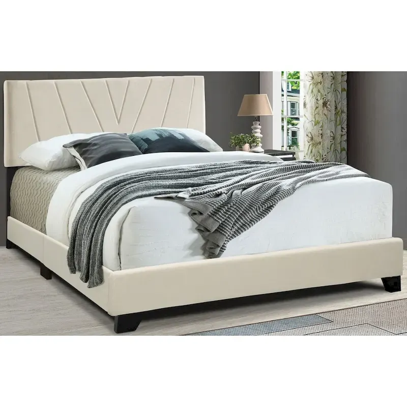 All-in-One Upholstered Cream Bed