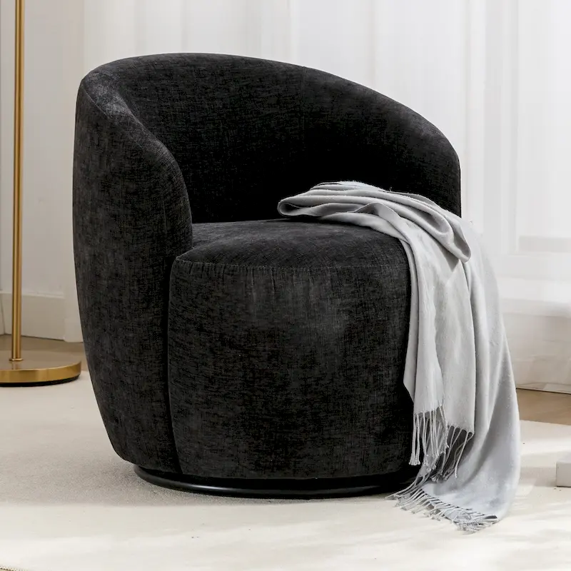 25.6  Swivel Barrel Chair with Black Coating