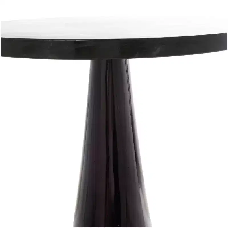 Olivia & May Aluminum Geometric Cone Accent Table with Textured Glass Tabletop 24 in