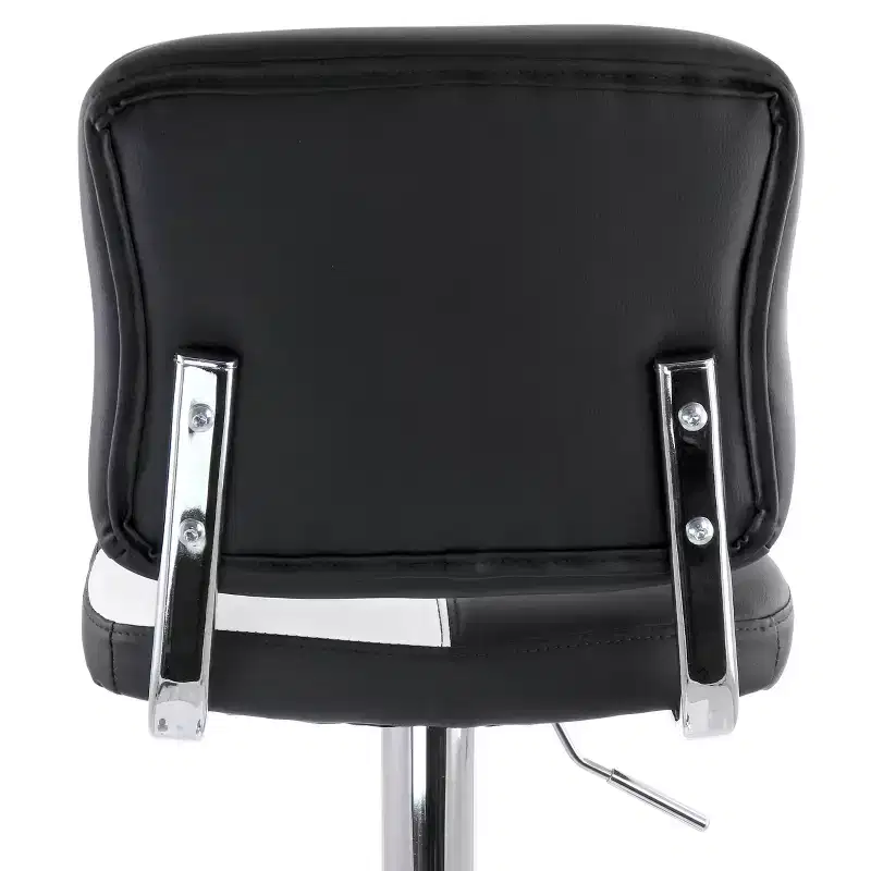 Elama 2 Piece Adjustable Fux Leather Bar Stool in Black and White with Chrome Base