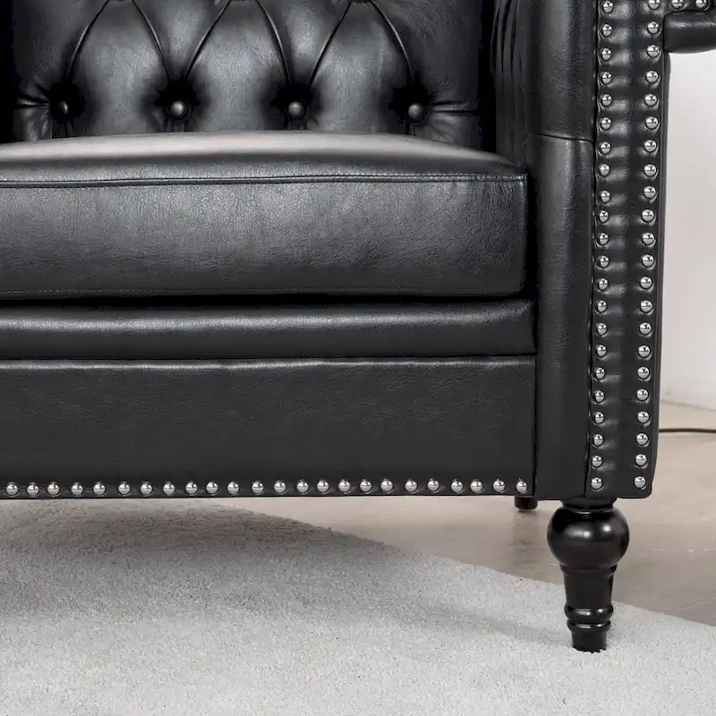 Black Modern 39 Tufted Accent Chair with Nailheads