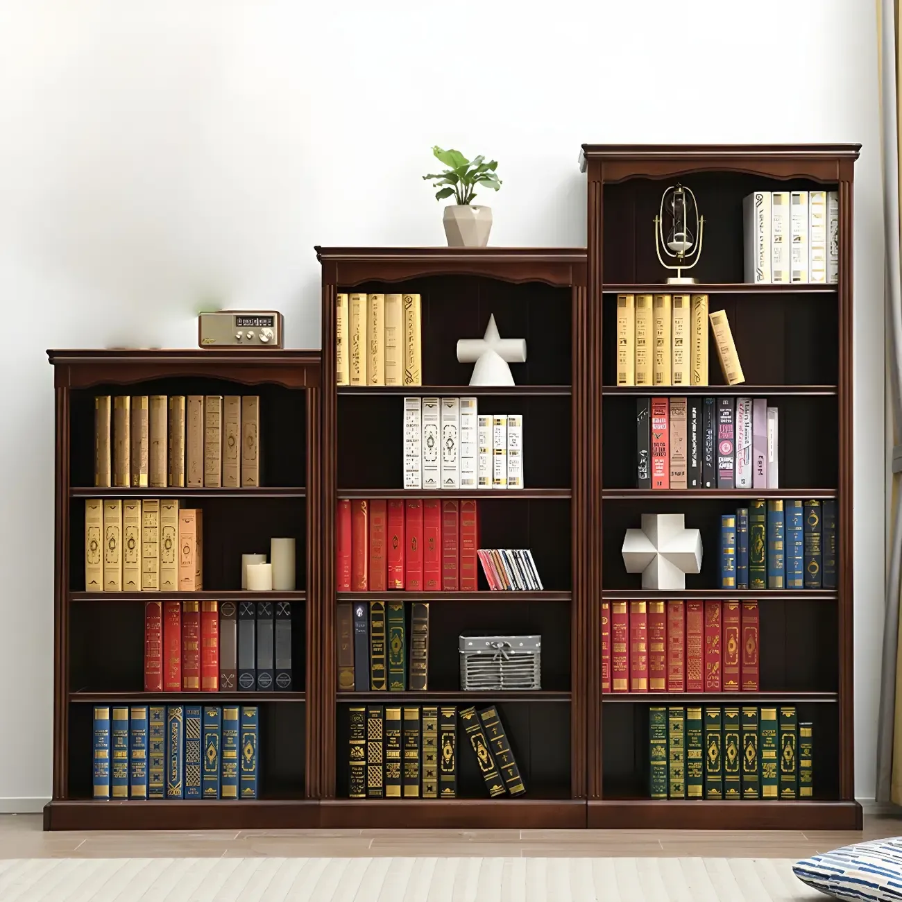 Classic Simple White Rectangular Wood Bookcase