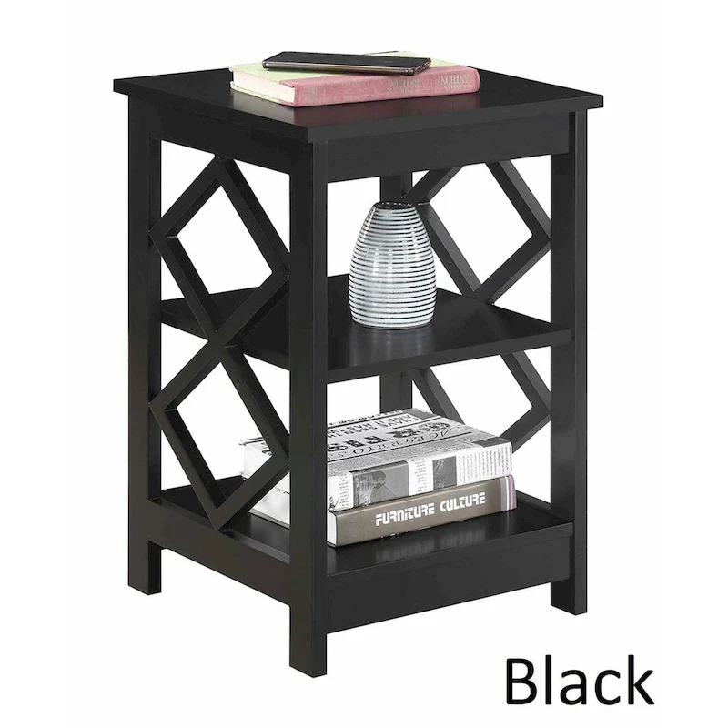 Convenience Concepts Diamond End Table with Shelves