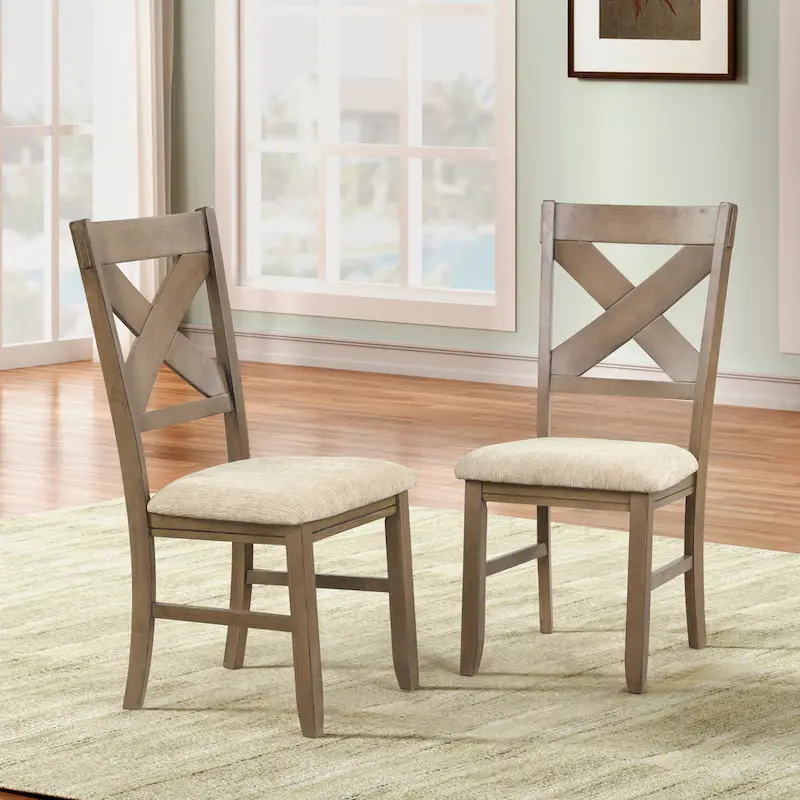 Roundhill Furniture Raven Wood 7-Piece Dining Set, Extendable Dining Table with 6 Chairs, Glazed Pine Brown