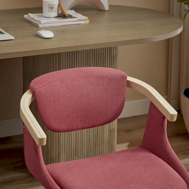 Swivel Upholstered and Wood Accent Chair