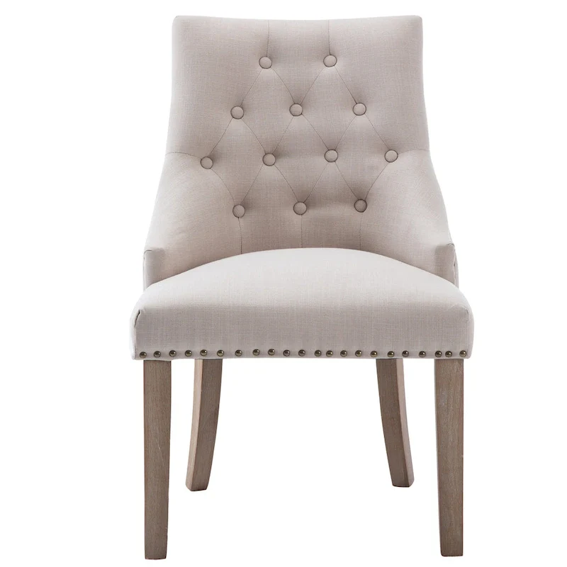 Mid-century Modern Dining chairs Button Tufted Accent Chairs with Nailhead Trim Set of 2