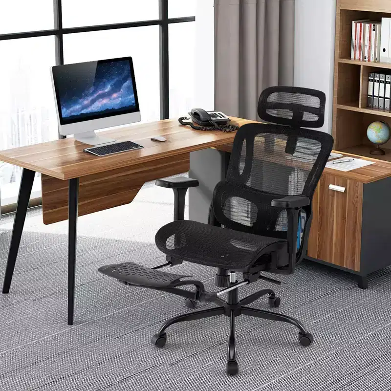 Costway Ergonomic Office Chair with Rotating Headrest & Adjustable Lumbar Support