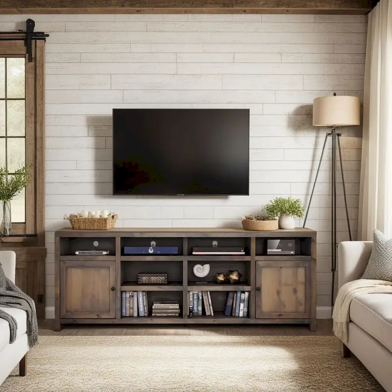 Barnwood Rustic Style TV Stand Console, Fits TVs up to 95