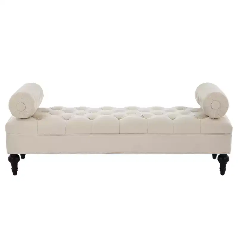 Christopher Knight Home Mirelle Modern Velvet Upholstered Tufted Bench with 2 Detachable Pillows