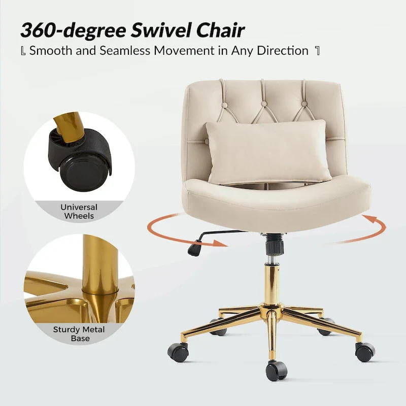 Charlie Modern Button-Tufted Swivel Tilting Office Chair with Pillow by HULALA HOME