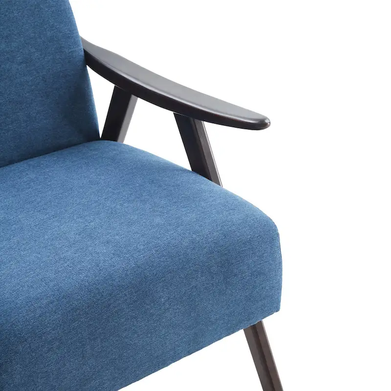 Mid Century 27.7 Upholstered Arm Chair with Solid Wood Frame and Ottoman