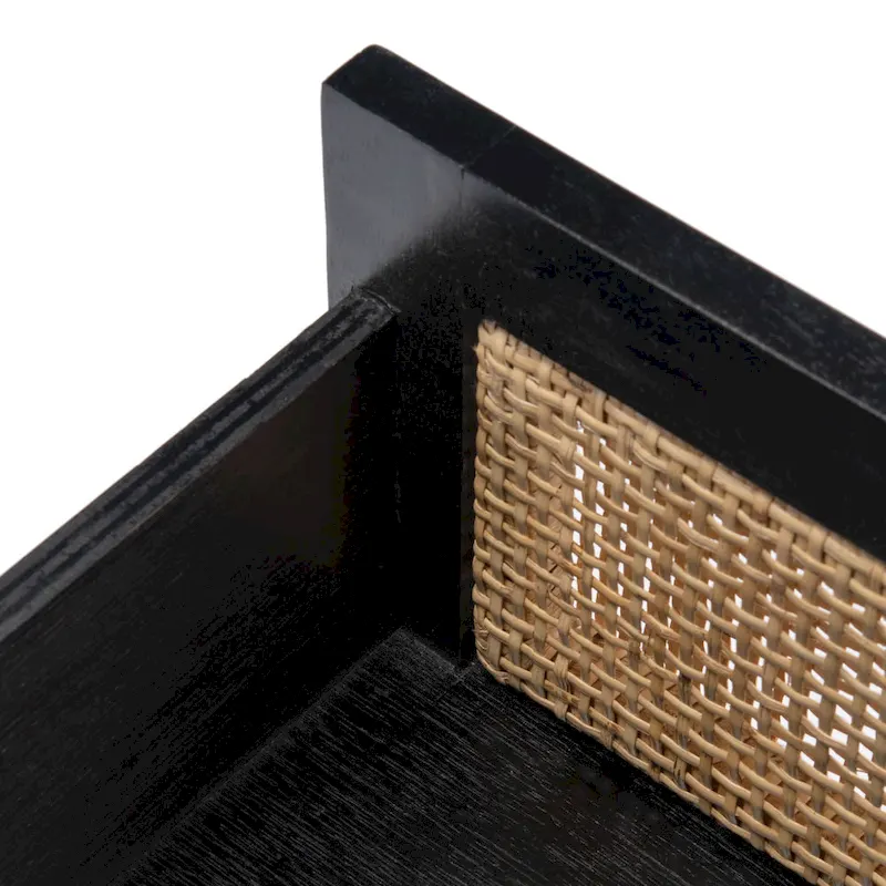 Natural / Black / White Rattan 2-Drawer Nightstand