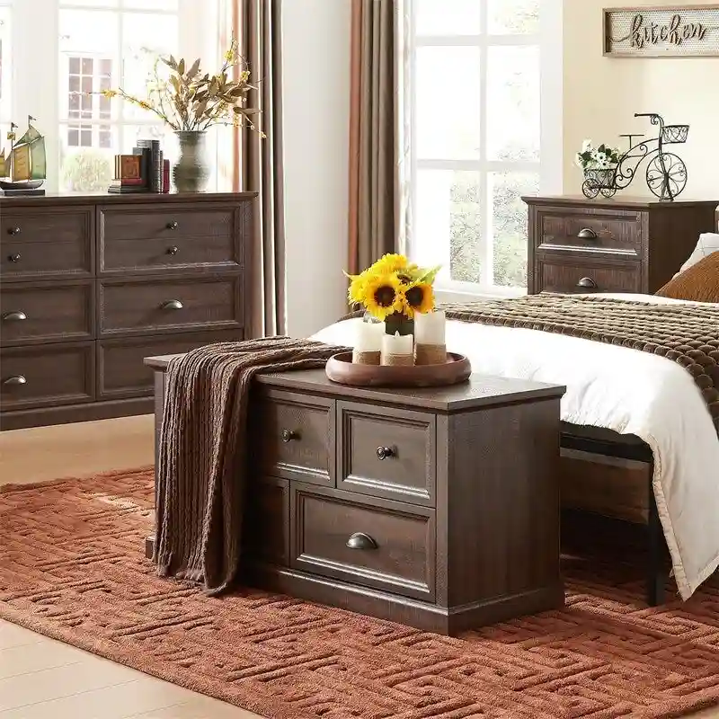5-Drawer Farmhouse Dresser with Ball Bearing Slides – 45W x 15.86D x 21.14H