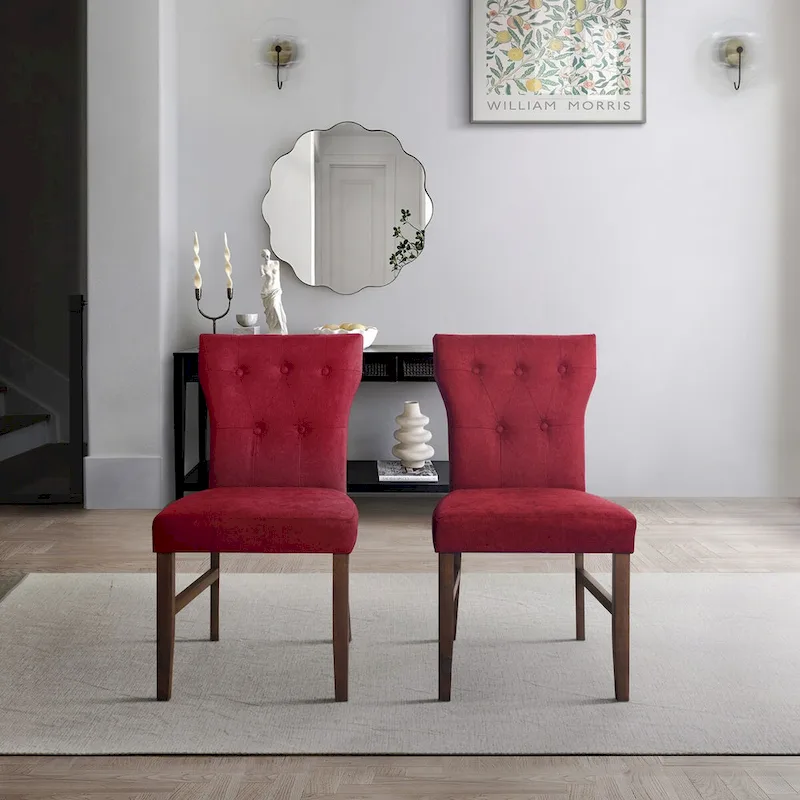 Button-Tufted Dining Chair - Red/Blue/Dark Grey - Single