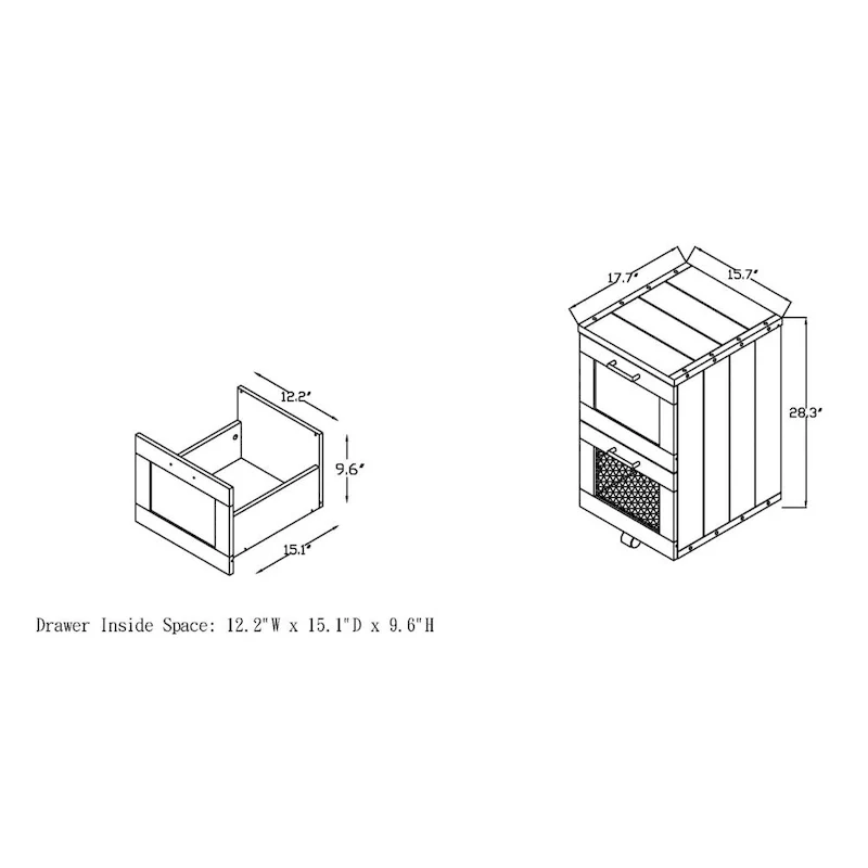 Rustic Walnut Window 2-Drawer Wood File Cabinet by Furniture of America