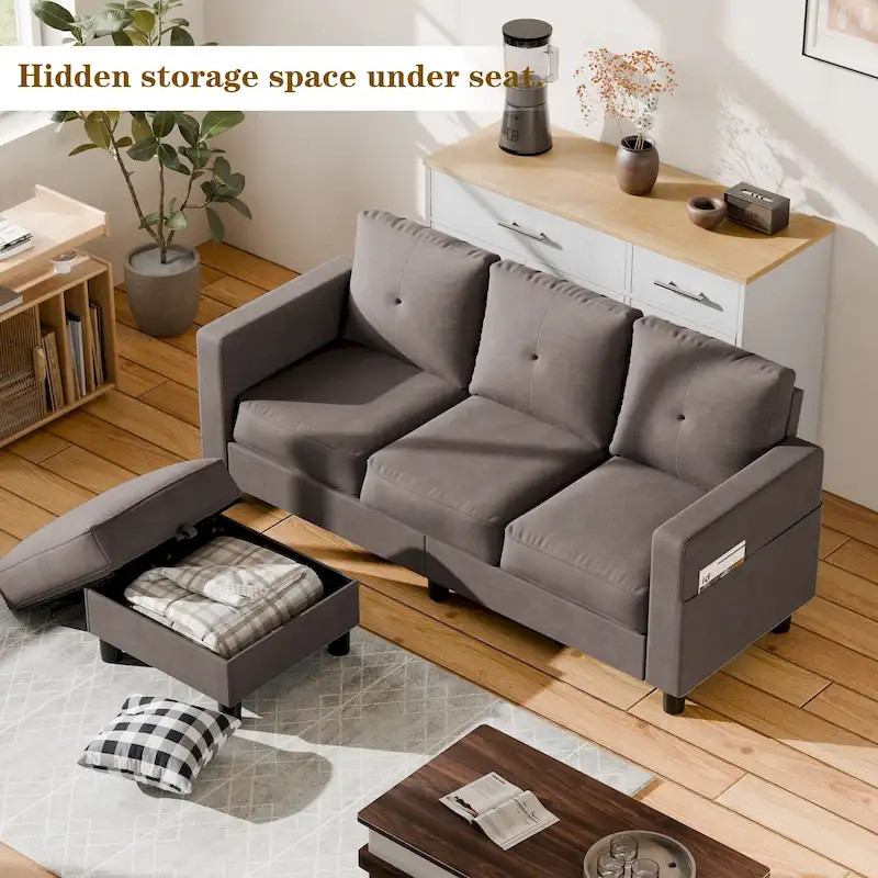 Futzca Modern L-shaped Convertible Sectional Sofa w/ Reversible Chaise