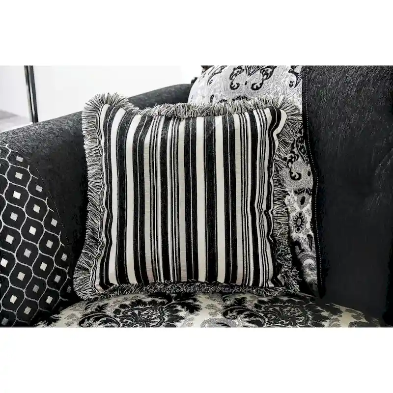 Dhumketu Traditional Black Fabric Semi-Firm Loveseat by Gracewood Hollow