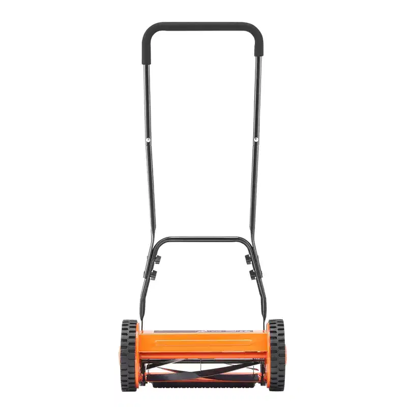 VEVOR Push Reel Lawn Mower 16 inch, 5 Blades Manual Push Mower No Motor, 0.6-1.75 in Adjustable Cutting Height, Orange&Black