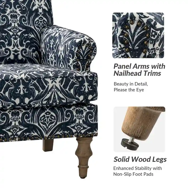Yahweh Farmhouse Nailhead Armchair with Rolled Arms by HULALA HOME(Set of 2)
