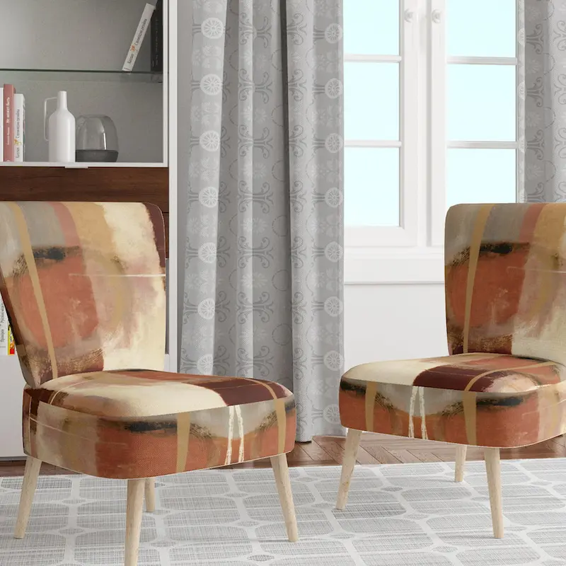 Designart Chocolate Brown Elementary III Upholstered Abstract Accent Chair and Modern & Contemporary Arm Chair