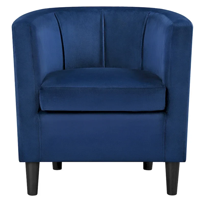 Yaheetech Modern Barrel-shaped Chair Upholstered Velvet Club Chair