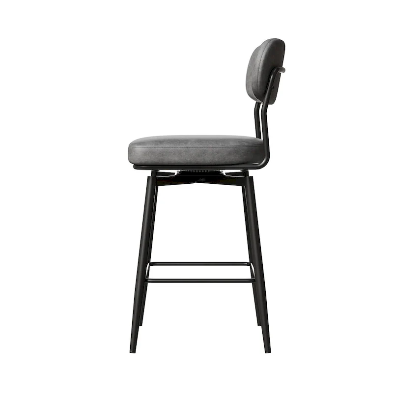 360 Swivel Leather Upholstered Counter Height Bar Stool with Iron Base