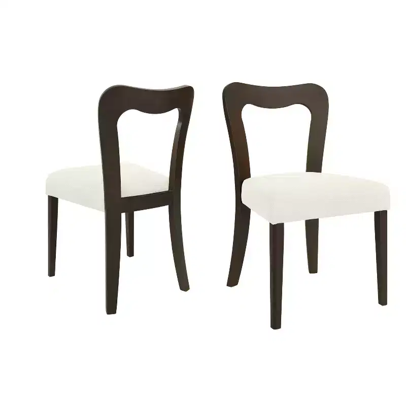 Okak Set of 2 Upholstered Heart-Shaped Hollow Back Dining Chair Without Arm,Wooden Accent Dining Chairs for Dining Room,Kitchen