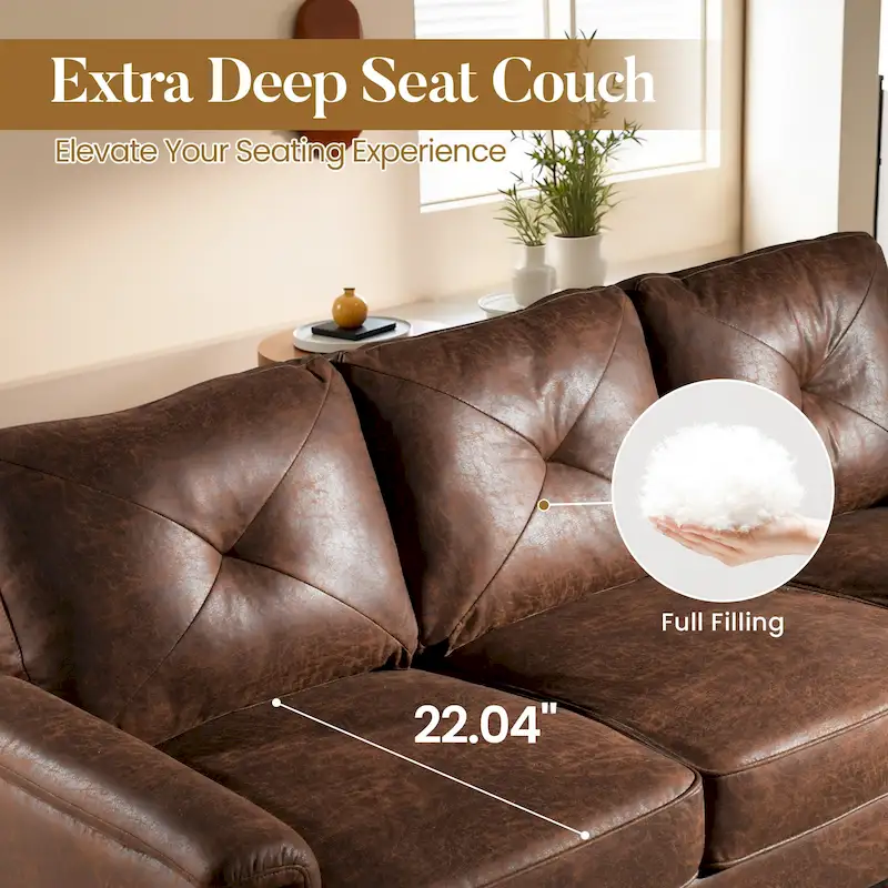 Mid-Century 3-Seat Upholstered Sofa with Wood Legs
