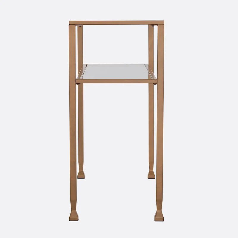SEI Furniture Price Matte Gold Metal Console Table with Shelf and Tempered Glass
