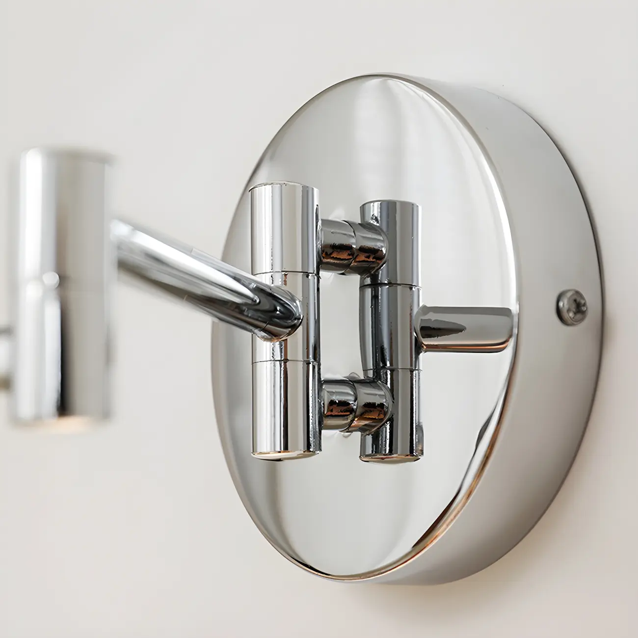 Modern Beige Circle Shade Sliver Swing Arm Wall Light