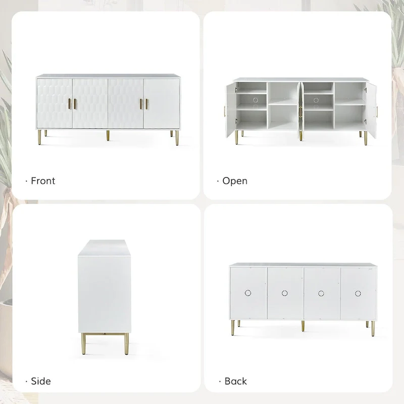 63 Wide Modern Sideboard with Adjustable Shelves by HULALA HOME