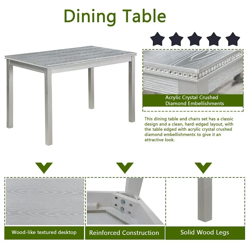 5-piece Wood Dining Counter Height Table and Chair Set