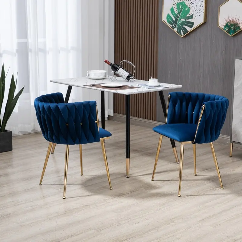 Navy / Emerald / Black / Mustard / Rose Red / Pink / Grey / Ivory Velvet Dining Arm Chair, Set of 2, Gold Metal Frame