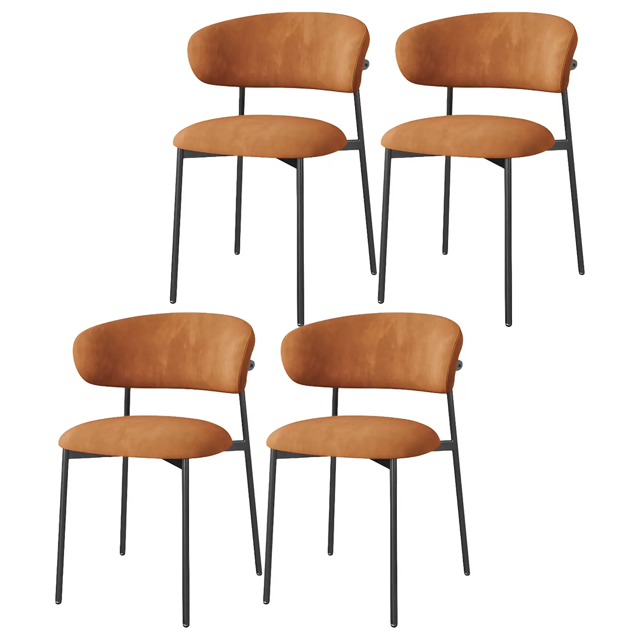 Scandinavian Velvet Upholstered Dining Room Chairs Set of 4