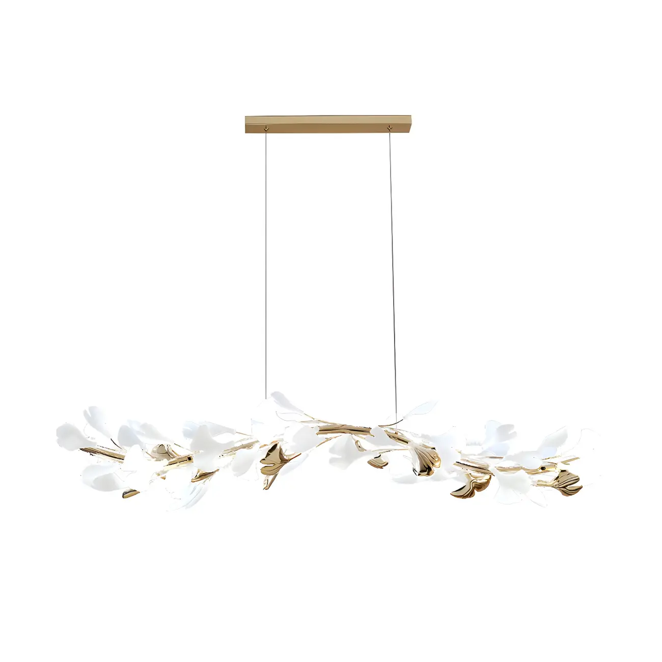 Adjustable Modern White 8-Light Leaf Island Light