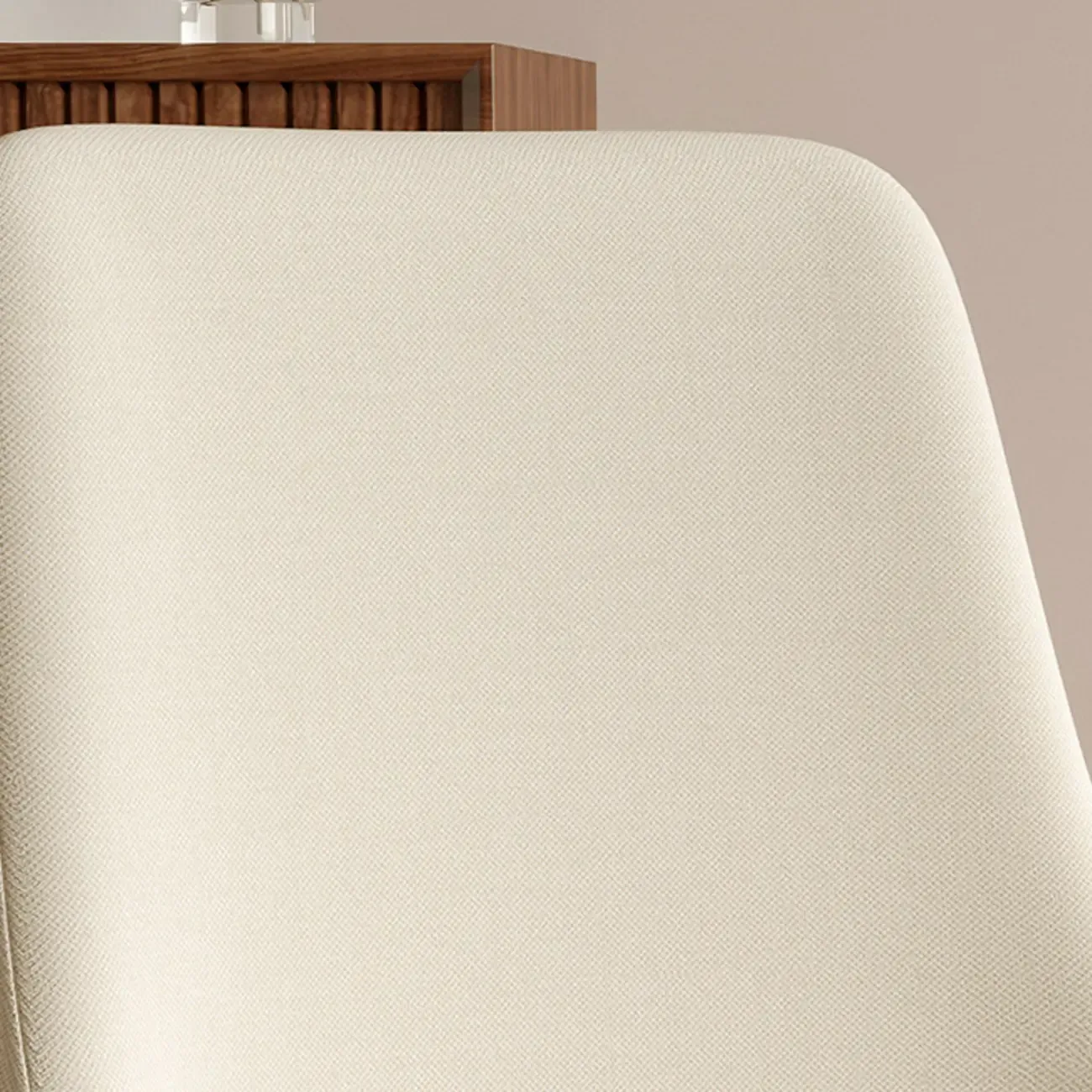 White Fabric Upholstered Solid Back Dining Chair