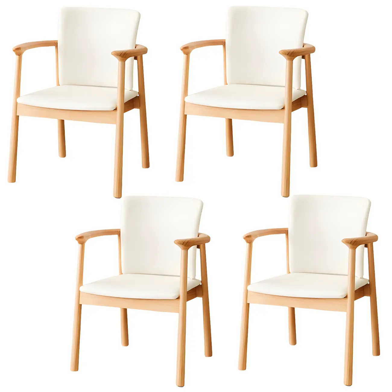 Modern Upholstered Rubberwood Arm Dining Chair Set of 2