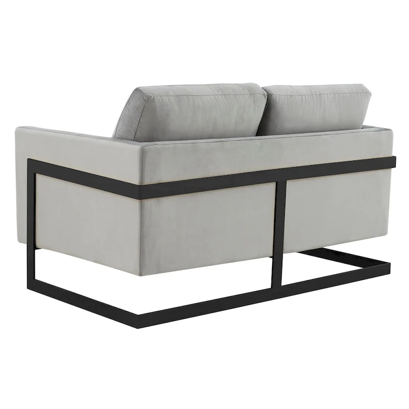 Upholstered Loveseat Sofa in Velvet Fabric with Removable Cushions and Stainless Steel Frame