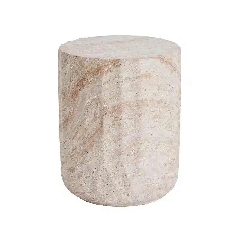 Christopher Knight Home Gillian Outdoor Cylinder Shape Travertine Lightweight Concrete Side Table